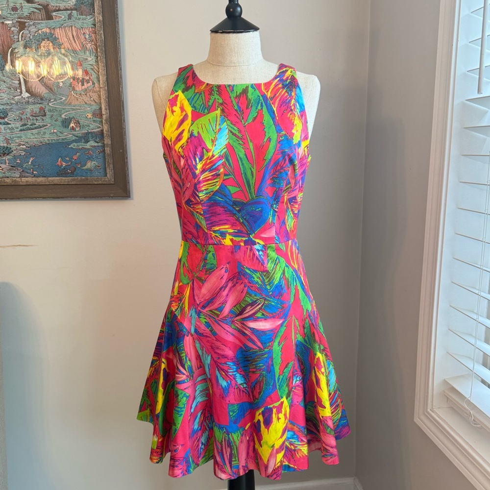 Milly Tropical Abstract Print Party Dress